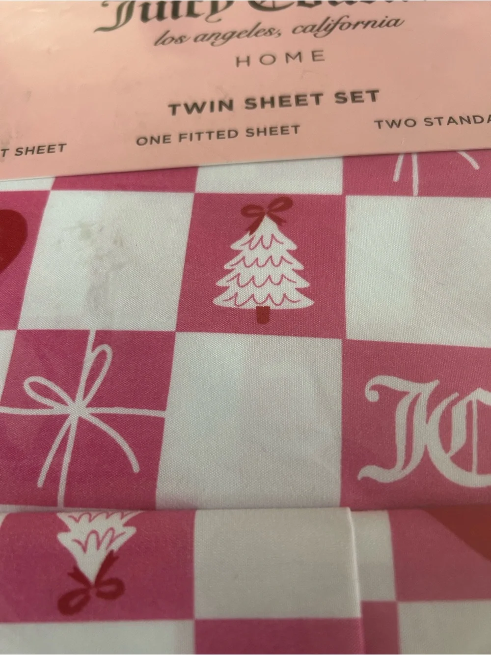 NEW Juicy Couture 4 Pc. Twin Size Christmas Sheet Set.